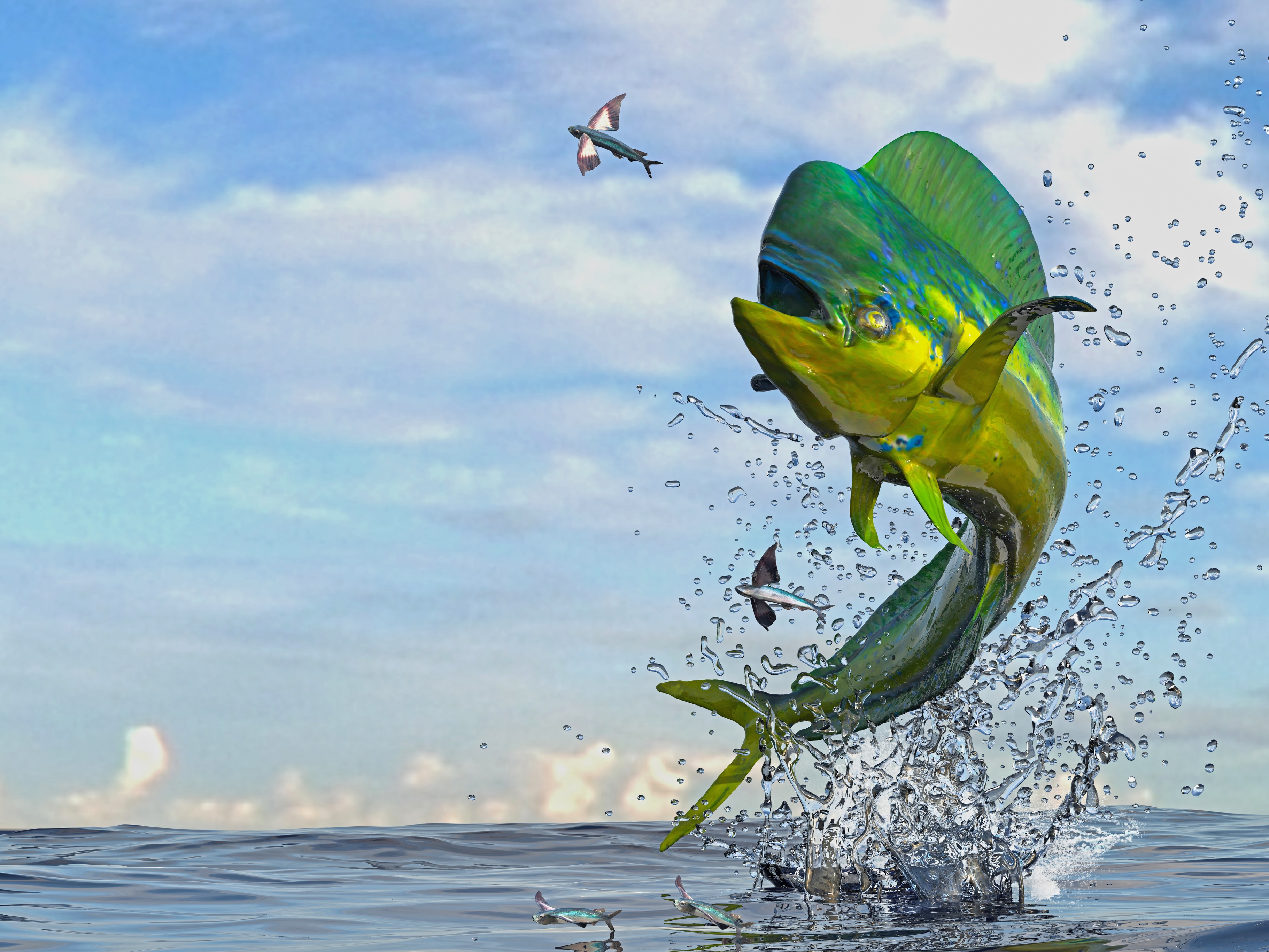 Dorado jumping in the Gulf of California near La Paz